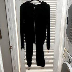 Wildfox Solid Black Basic Tracksuit Full Zip Hoodie & Pants Loungewear L